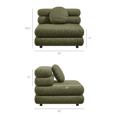 Jubilee 3-Piece Upholstered 3-Piece Modular Sofa Set by Modway - Olive