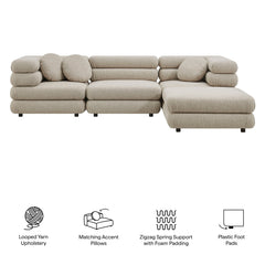 Jubilee 4-Piece Upholstered Modular Sofa Set by Modway - Linen