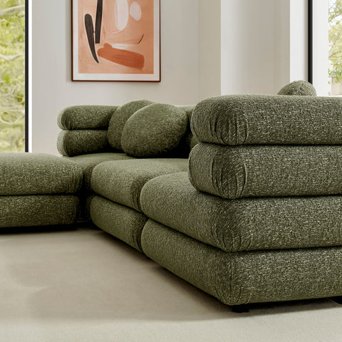 Jubilee 4-Piece Upholstered Modular Sofa Set by Modway - Olive