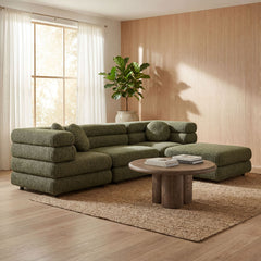 Jubilee 4-Piece Upholstered Modular Sofa Set by Modway - Olive