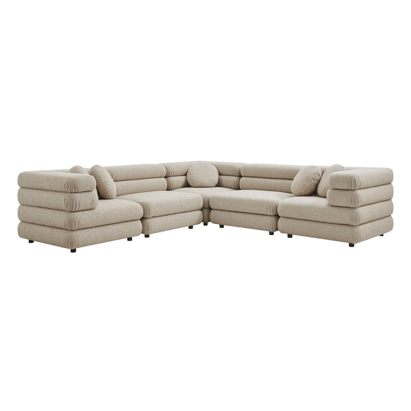 Jubilee 5-Piece Upholstered Modular L-Shaped Sofa Set by Modway - Linen