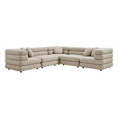 Jubilee 5-Piece Upholstered Modular L-Shaped Sofa Set by Modway - Linen