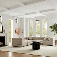 Jubilee 5-Piece Upholstered Modular L-Shaped Sofa Set by Modway - Linen