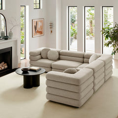 Jubilee 5-Piece Upholstered Modular L-Shaped Sofa Set by Modway - Linen