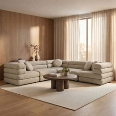 Jubilee 5-Piece Upholstered Modular L-Shaped Sofa Set by Modway - Linen