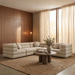 Jubilee 5-Piece Upholstered Modular L-Shaped Sofa Set by Modway - Linen