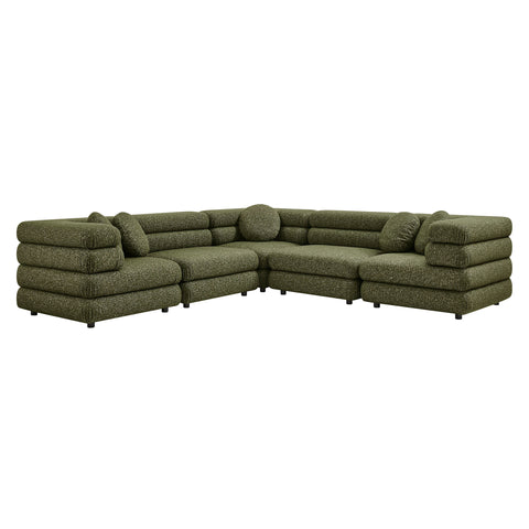 Jubilee 5-Piece Upholstered Modular L-Shaped Sofa Set by Modway - Olive