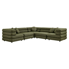 Jubilee 5-Piece Upholstered Modular L-Shaped Sofa Set by Modway - Olive