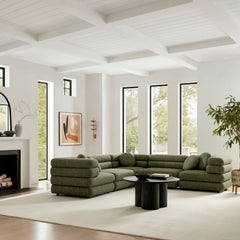 Jubilee 5-Piece Upholstered Modular L-Shaped Sofa Set by Modway - Olive