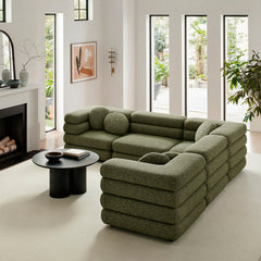 Jubilee 5-Piece Upholstered Modular L-Shaped Sofa Set by Modway - Olive