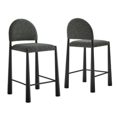 Hayley Upholstered Fabric Counter Stools Set of 2 by Modway - Black Anthracite