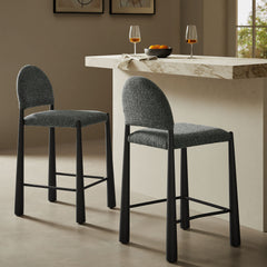 Hayley Upholstered Fabric Counter Stools Set of 2 by Modway - Black Anthracite
