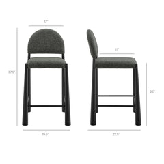 Hayley Upholstered Fabric Counter Stools Set of 2 by Modway - Black Anthracite