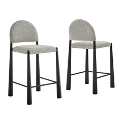 Hayley Upholstered Fabric Counter Stools Set of 2 by Modway - Black Camel