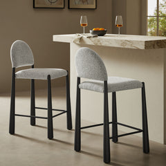 Hayley Upholstered Fabric Counter Stools Set of 2 by Modway - Black Camel
