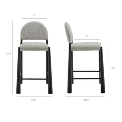 Hayley Upholstered Fabric Counter Stools Set of 2 by Modway - Black Camel