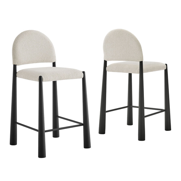 Hayley Upholstered Fabric Counter Stools Set of 2 by Modway - Black Cream