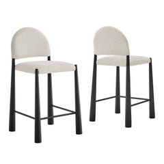 Hayley Upholstered Fabric Counter Stools Set of 2 by Modway - Black Cream