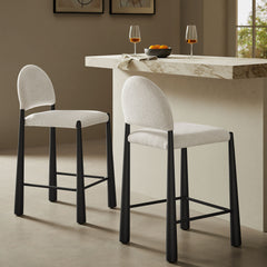 Hayley Upholstered Fabric Counter Stools Set of 2 by Modway - Black Cream