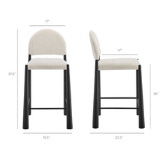 Hayley Upholstered Fabric Counter Stools Set of 2 by Modway - Black Cream