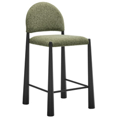 Hayley Upholstered Fabric Counter Stools Set of 2 by Modway - Black Leaf