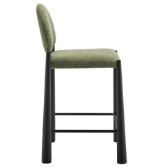 Hayley Upholstered Fabric Counter Stools Set of 2 by Modway - Black Leaf