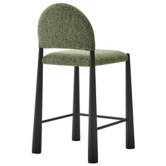 Hayley Upholstered Fabric Counter Stools Set of 2 by Modway - Black Leaf