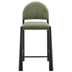 Hayley Upholstered Fabric Counter Stools Set of 2 by Modway - Black Leaf