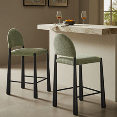 Hayley Upholstered Fabric Counter Stools Set of 2 by Modway - Black Leaf