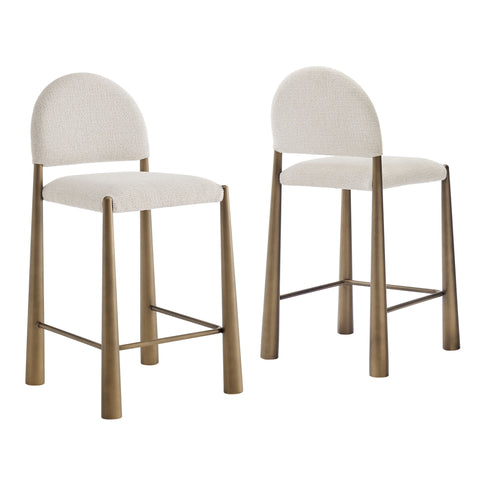 Hayley Upholstered Fabric Counter Stools Set of 2 by Modway - Brass Cream