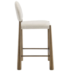 Hayley Upholstered Fabric Counter Stools Set of 2 by Modway - Brass Cream
