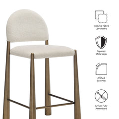 Hayley Upholstered Fabric Counter Stools Set of 2 by Modway - Brass Cream