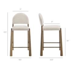 Hayley Upholstered Fabric Counter Stools Set of 2 by Modway - Brass Cream
