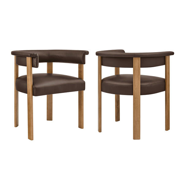 Imogen Premium Vegan Leather Barrel Dining Chairs Set of 2 by Modway - Espresso Dark Brown