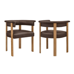Imogen Premium Vegan Leather Barrel Dining Chairs Set of 2 by Modway - Espresso Dark Brown