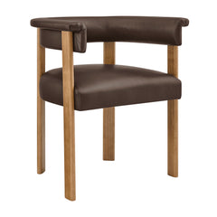 Imogen Premium Vegan Leather Barrel Dining Chairs Set of 2 by Modway - Espresso Dark Brown
