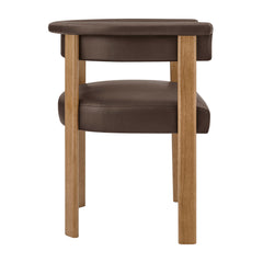 Imogen Premium Vegan Leather Barrel Dining Chairs Set of 2 by Modway - Espresso Dark Brown