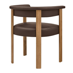Imogen Premium Vegan Leather Barrel Dining Chairs Set of 2 by Modway - Espresso Dark Brown