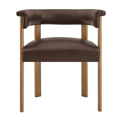 Imogen Premium Vegan Leather Barrel Dining Chairs Set of 2 by Modway - Espresso Dark Brown