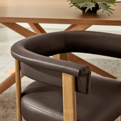 Imogen Premium Vegan Leather Barrel Dining Chairs Set of 2 by Modway - Espresso Dark Brown
