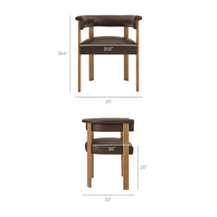 Imogen Premium Vegan Leather Barrel Dining Chairs Set of 2 by Modway - Espresso Dark Brown
