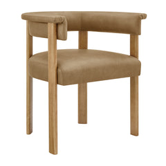Imogen Premium Vegan Leather Barrel Dining Chairs Set of 2 by Modway - Toast Dark Brown