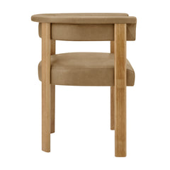 Imogen Premium Vegan Leather Barrel Dining Chairs Set of 2 by Modway - Toast Dark Brown