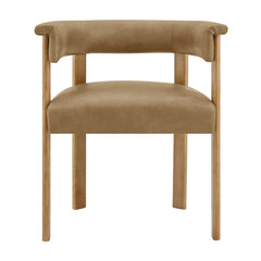 Imogen Premium Vegan Leather Barrel Dining Chairs Set of 2 by Modway - Toast Dark Brown