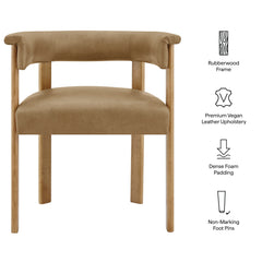 Imogen Premium Vegan Leather Barrel Dining Chairs Set of 2 by Modway - Toast Dark Brown