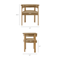 Imogen Premium Vegan Leather Barrel Dining Chairs Set of 2 by Modway - Toast Dark Brown