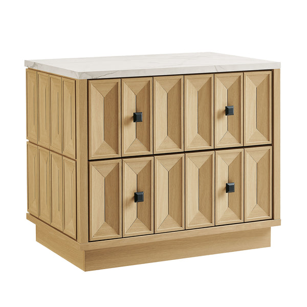 Mabry 23 Inch Geometric Faceted Two Drawer Nightstand by Modway - Oak