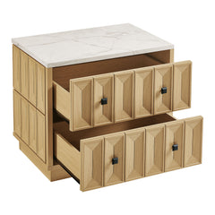 Mabry 23 Inch Geometric Faceted Two Drawer Nightstand by Modway - Oak