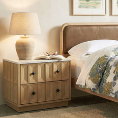 Mabry 23 Inch Geometric Faceted Two Drawer Nightstand by Modway - Oak