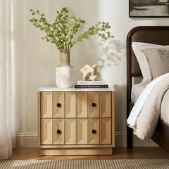 Mabry 23 Inch Geometric Faceted Two Drawer Nightstand by Modway - Oak